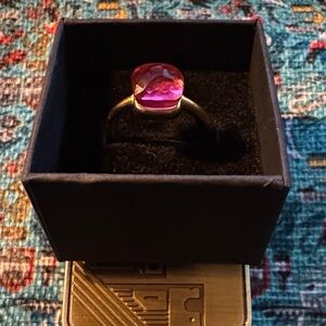 Pink Cushion-Cut Gemstone Gold Plated Stainless Steel Ring NEW (7)